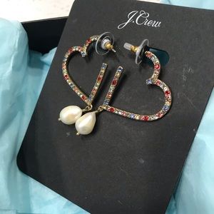 J.Crew Pearl Drop Heart Earrings